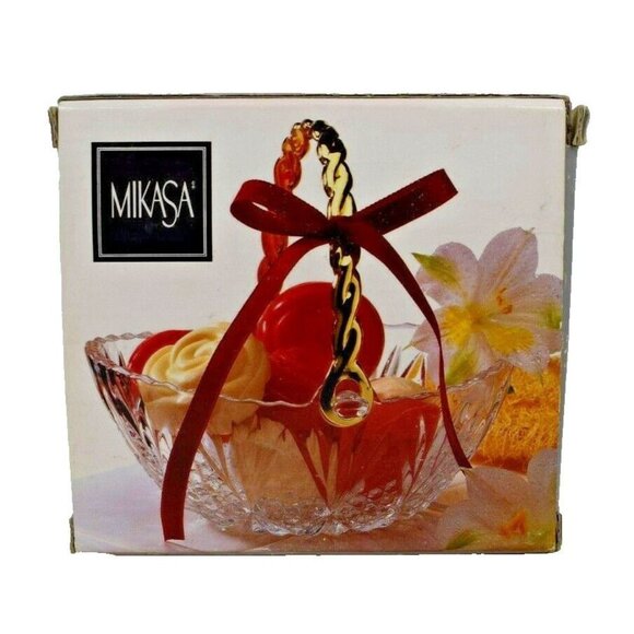 Mikasa Tender Rose Glass Mini Handled Basket Candy Dish WY941/524 with Box - Picture 8 of 10